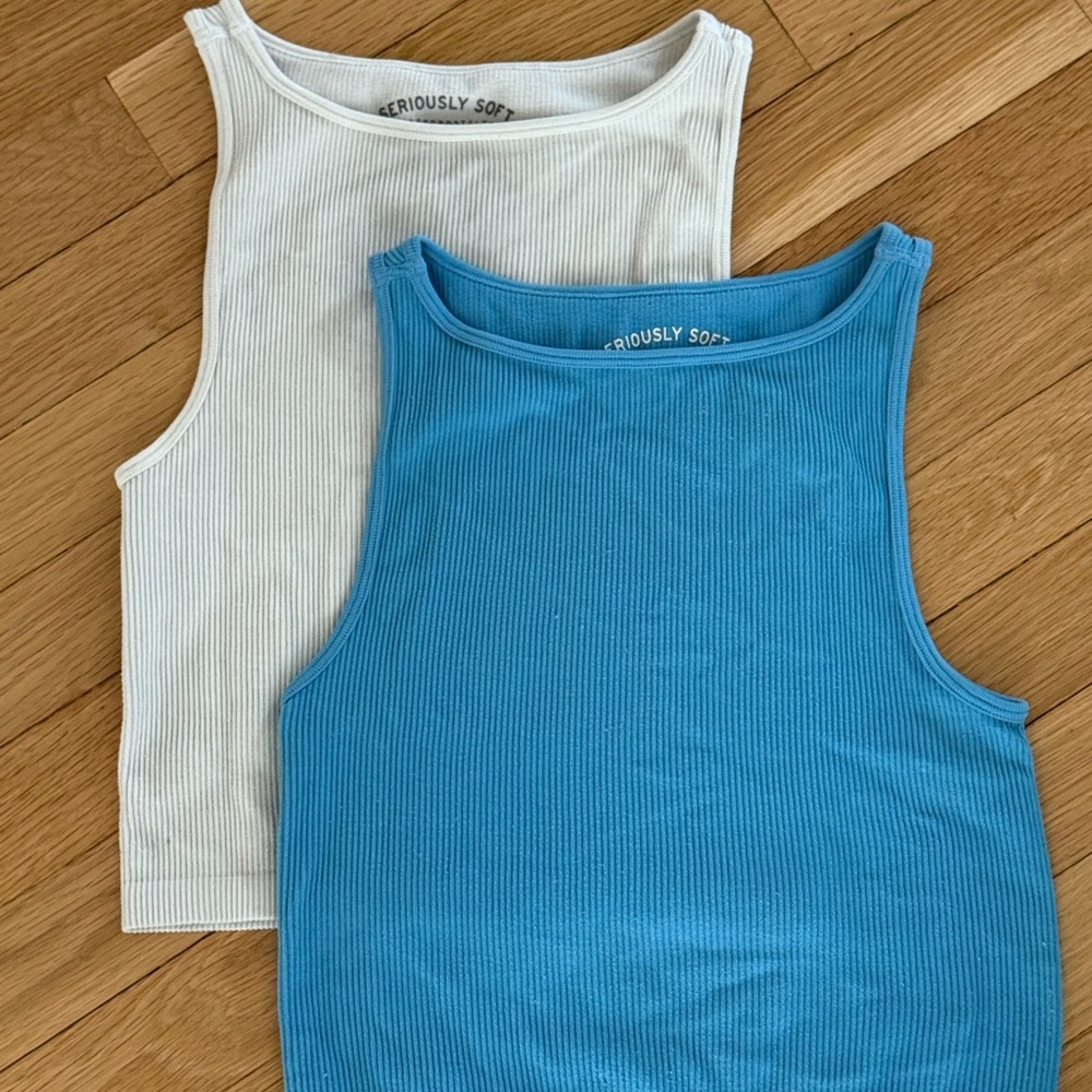2- Aeropostale Juniors Small Tank Tops - Blue and White